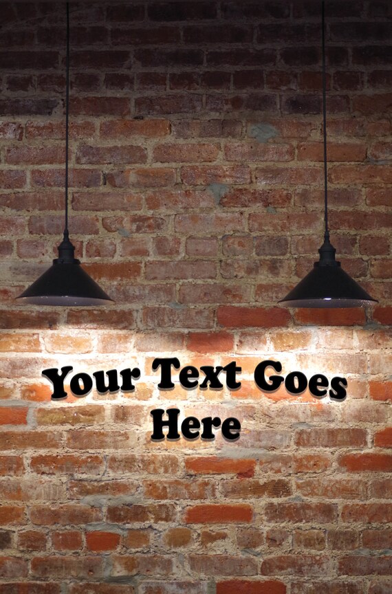 Fine Art Print - Personalize Brick Wall Art -  Brick Wall with Two Hanging Lamps Wall Art - Accent Photo Poster Art Work Farmhouse Decor