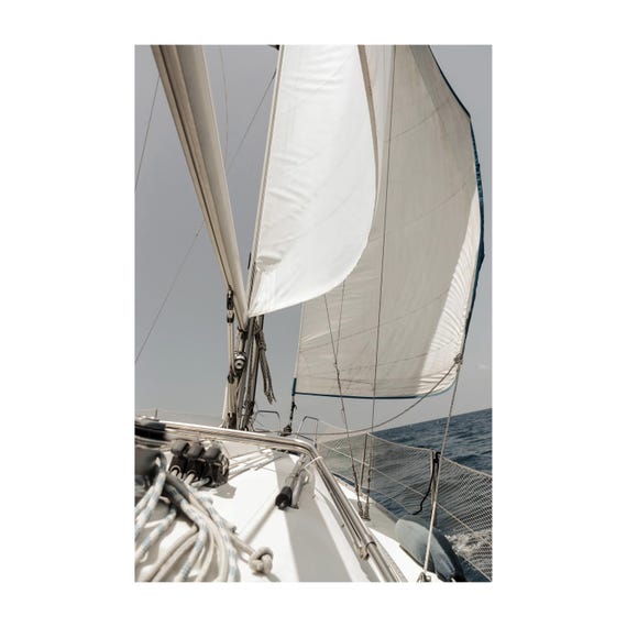 Fine Art Print - Sailboat, Ocean View from the Deck - Sailing Wall Art - Modern Wall Accent Photo Print Poster for Nautical Decor, Maritime