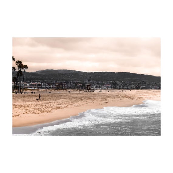 Fine Art Print - California Coastal beach photo, lifeguard tower, shoreline wall art, ocean waves art deco rustic coastal decor, beach decor