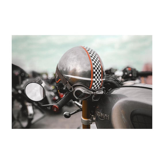 Fine Art Print - Triumph Cafe Racer Wall Art - Helmet Close-Up, Motorcycle, Photo, Home Decor, Vintage Poster, Gift for him, Bonneville