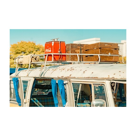 Vintage Hippie VW Van type 2 Wall Art – Nostalgic Bohemian Decor – Vibrant Vintage Automotive Fine Art  Pin-up Poster Print