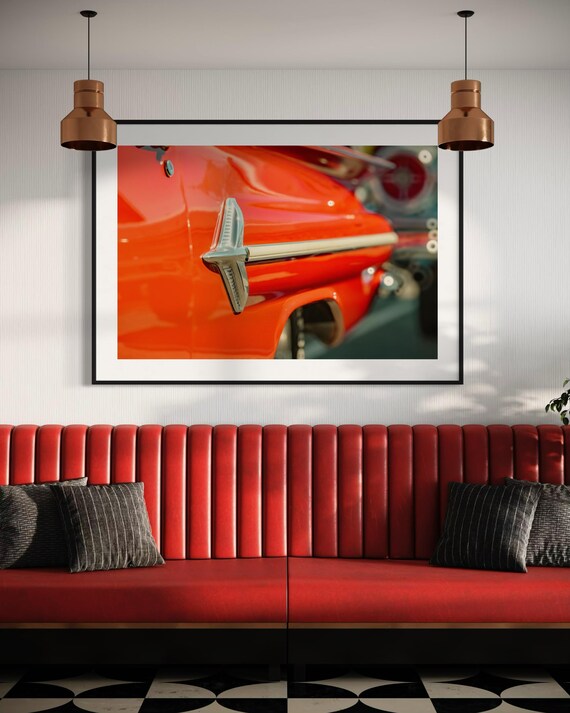 Fine Art Print- Classic Car Tail Fin Wall Art – Americana Decor for office, bedroom, garage, man cave, minimalist modern, gift for car guys