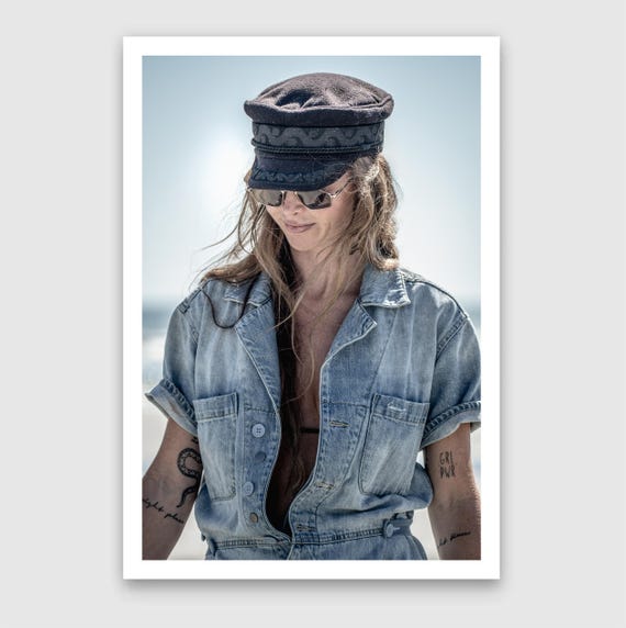 Fine Art Print - Girl Power - Vintage Denim Portrait – Strong Women Photography Print, TROG Americana Beach Vibes - Feminism