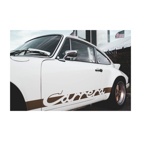 Porsche 911 Carrera Fine Art Print - American Flag Automotive Decor