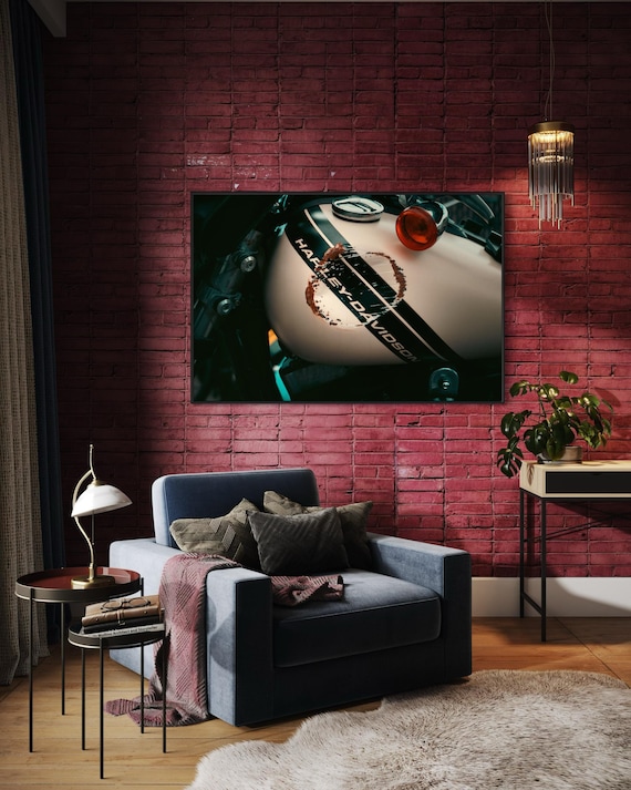 Fine Art Print - Harley-Davidson Tank Wall Art –  Motorcycle Print, Biker Decor, Gift for him, man cave decor, garage, office, rust poster
