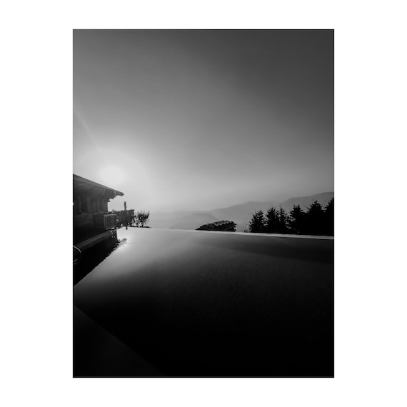 Fine Art Print - Black and white Pool Mountain Valley Landscape, Rocky Canyon Wall Art, Greece, Mediterranean landscape decor, Lebanon, gift