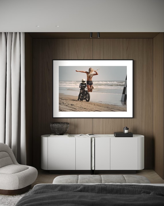 Fine Art Print - Vintage TROG Flag Girl Starting the Race, Beach Drag Racing Wall Art Print Poster, office, garage, man cave decor, gift