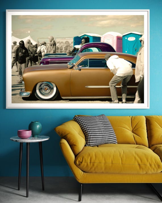 Fine Art 1950 Ford Kustom Coupe Print – Gold Pink Car Photography Print | Hot Rod Wall Art, Classic Car Decor, Beach Auto Show Poster