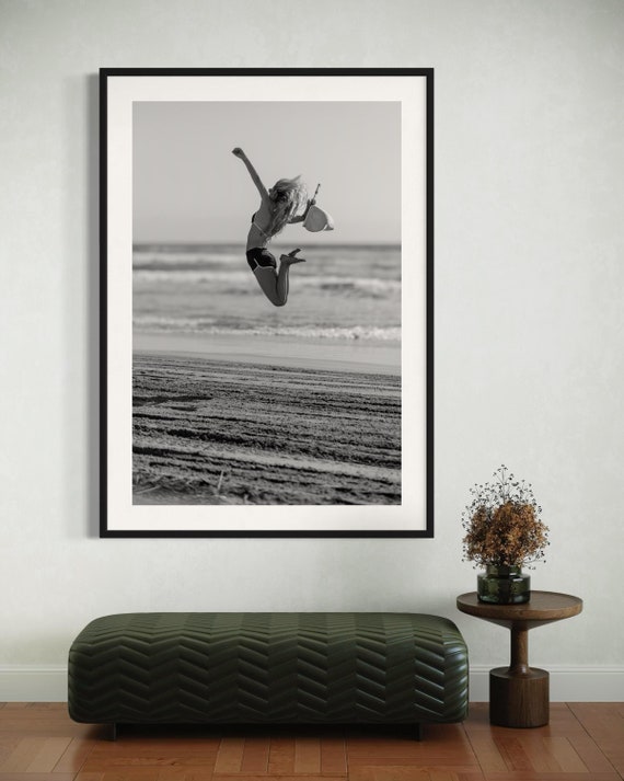 Fine Art Print - Vintage Flag Girl at Beach Wall Art, Trog Beach Drag Race - The Race of Gentlemen, decor, gift, motorcycle, wildwood