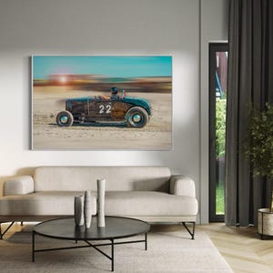 TROG Beach Race Art Print: Vintage Hot Rod Ford Roadster