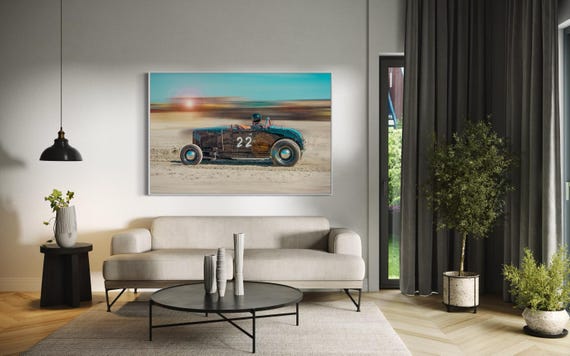 Fine Art Print - Vintage Hot Rod Racing Beach Art, TROG Wall Decor  - Automotive Garage Art, Office Garage Decor, Gift for him, home decor
