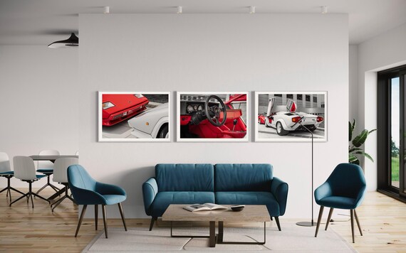 Fine Art Print - Lamborghini Countach Triptych Wall Art - Set of 3 Prints - Wall Decor, home decor, gift for him, gift for her, modern decor