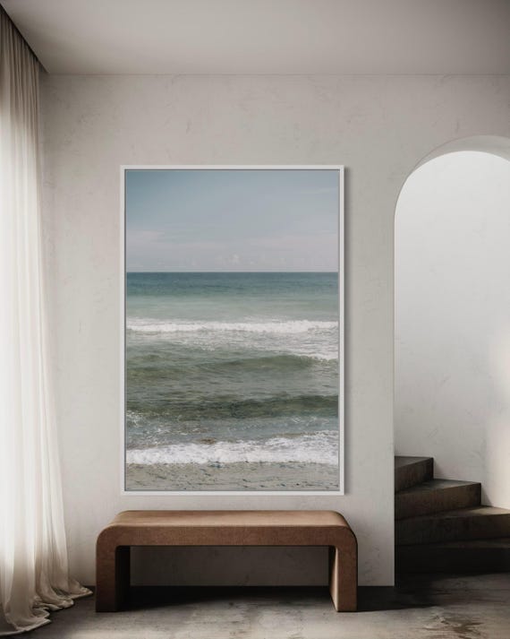 Fine Art Print - Neutral coastal ocean waves wall art, Coastal Wall Art | Beach Artwork | Christian Wall Art | Ocean Home Decor, Maritime