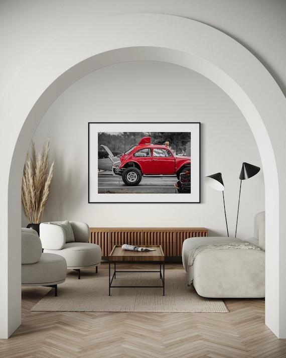 Fine Art Red VW Baja Beetle Wall Art - Vintage Off-Road Volkswagen Bug Print - Classic Car Photography for Auto Enthusiasts