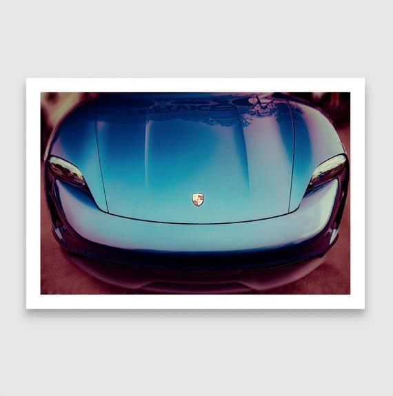Teal Porsche Taycan Wall Art - Vibrant 911 Poster Print
