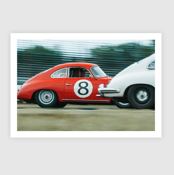 Fine Art Print - Fast Porsche 356 Vintage Racing Car Wall Art, gifts for him, unique gift for dad, 911 collector Decor ideas for garage