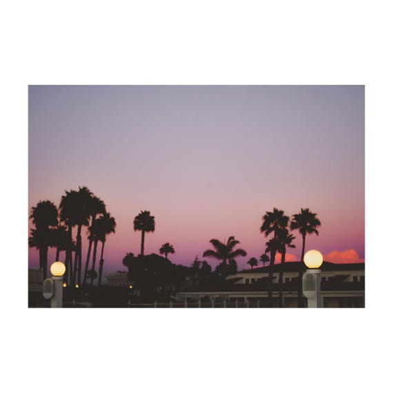 Fine Art Print - California Palm Trees Sunset Wall Art, Tropical Silhouette Print, Pink and Purple Sky Decor, Coronado, Coastal Decor