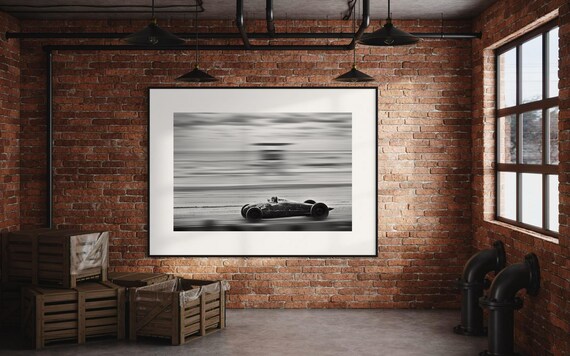 Fine Art print - Vintage Hotrod Beach Drag Race Wall Art- TROG -Black and White Decor for man cave, office, garage, housewarming gift
