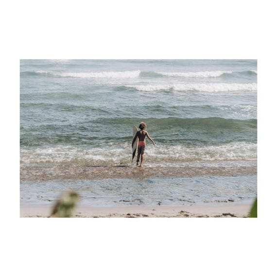 Fine Art Print - Coastal surfer photo, ocean waves wall art for beach house decor, neutral seaside photography for serene interiors, gift