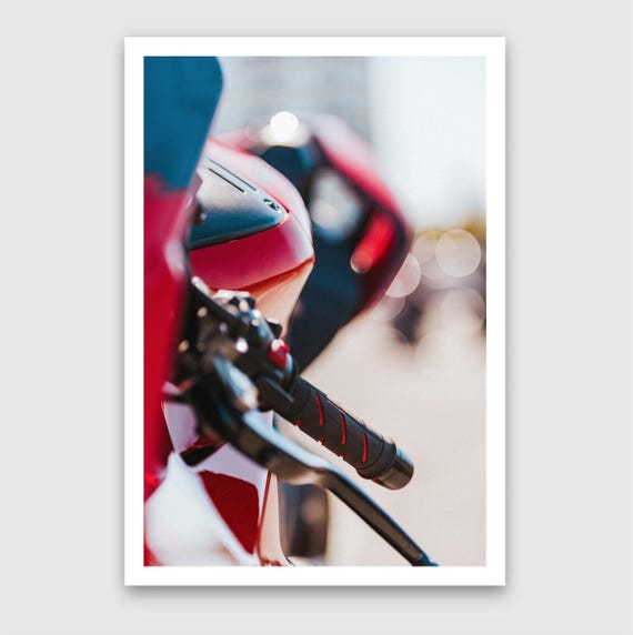 Fine Art print- Red Ducati Panigale Motorcycle Wall Art, Modern Garage Decor, office, workshop, man cave biker art, housewarming gift for