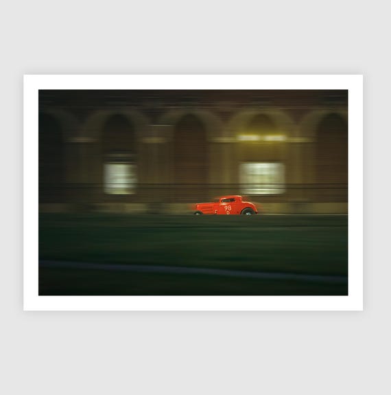 Fine Art Print - Red Hot Rod Coupe Racing Wall Art - Garage and office Wall Art, Asbury Park, gift for car guy,  rolling bones