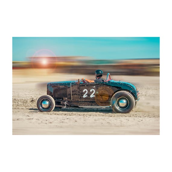 TROG Beach Race Art Print: Vintage Hot Rod Ford Roadster Wall Art
