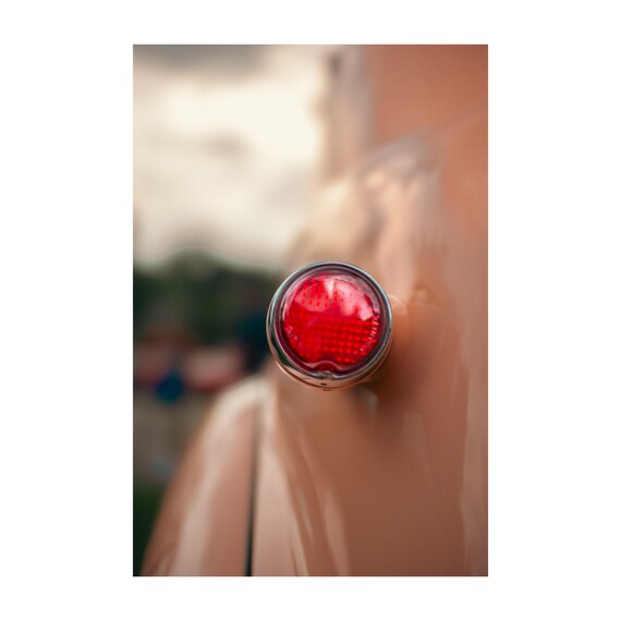 Fine Art Print - 1950s Ford F100 Tail Light Print: Salmon Pink Automotive Art Decor