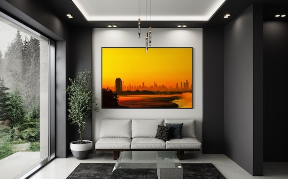 Fine Art Print - New York City Skyline at Sunrise, Silhouette, Wall Art Landscape Photography Print, Sunset Decor for Office and Home Decor