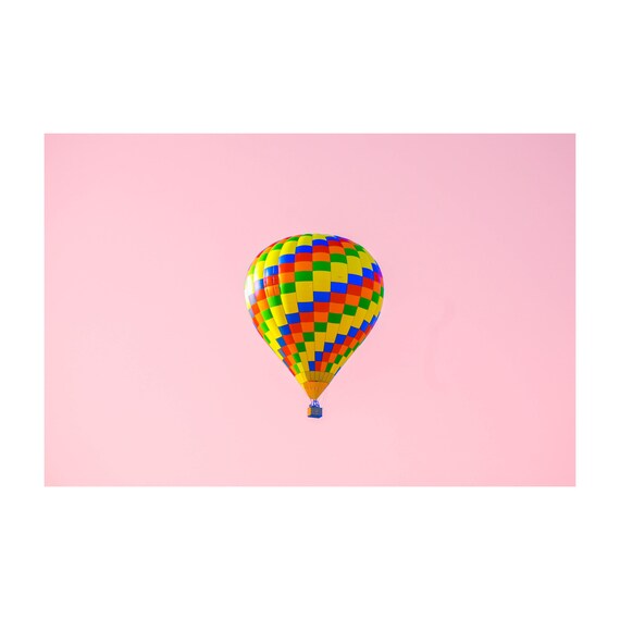 Fine Art Print - Hot Air Balloon Fine Art Print: Pink Sky Nursery Decor