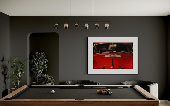 Fine Art Print - Classic Red Porsche 356 Hood Close-Up - 8 ball - Classic Racing Wall Art Poster, for car decor, garage, or office spaces.