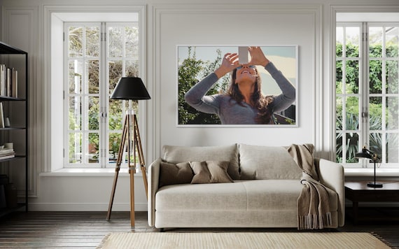 Fine Art Print - Caught You Red Handed Wall Art Print - Selfie Airbnb Poster Decor, Lobby Art, Gift Ideas, bathroom, housewarming, coffee