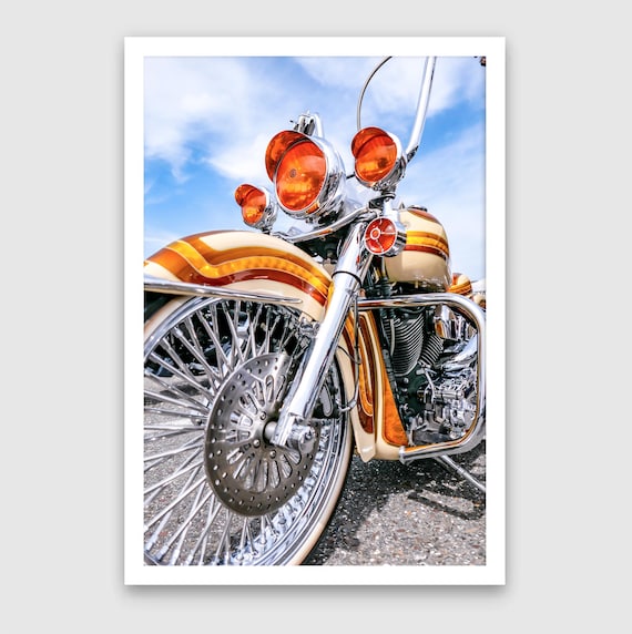 Fine Art Print -  Classic Harley-Davidson Motorcycle Wall Art, Biker Decor Gift, Garage, Office Poster