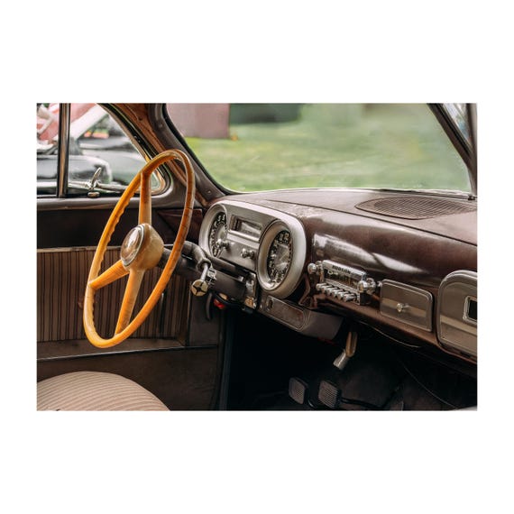 1951 Hudson Hornet Dashboard Print: Vintage Car Americana Wall Art