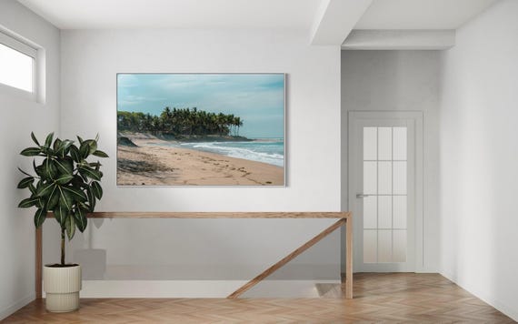 Fine Art Palm Trees Beach Print - Coastal Travel Ocean Framed Photography Costa Rica Tropical Home Wall Decor, Coastal Decor