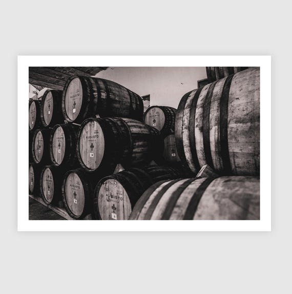 Fine Art Print - Tequila Distillery Barrel Room Wall Art, Black and White Jalisco, Mexico, Rustic Mexican Bar Decor, Housewarming Gift