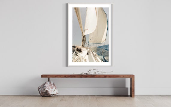 Fine Art Print - Sailboat Serenity: Dynamic Ocean View from the Deck - Captivating Wall Art - Modern Mood Wall Accent Photo Print Poster