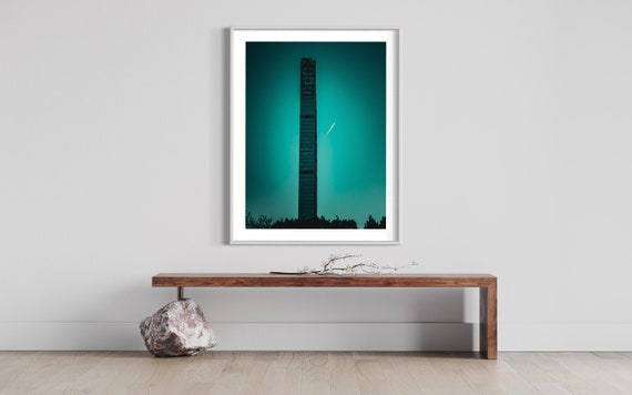 Modern Skyscraper Poster - Urban Architecture Print, Teal Skyline Photo Wall Art, Contemporary Building Wall Decor, Cityscape Photography