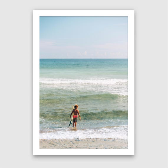 Fine Art Print - Kid Surf, Ocean Beach Wall Art, Coastal Decor for beach house, surf, gift ideas, children's bedroom, game, ocean, surfing