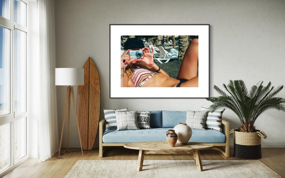 Fine Art Print - Travel Ocean Palm Tree Greek Coast Summer Wall Art - Camera Selfie Bikini Beach House Wall Art Print Home Decor, Gift