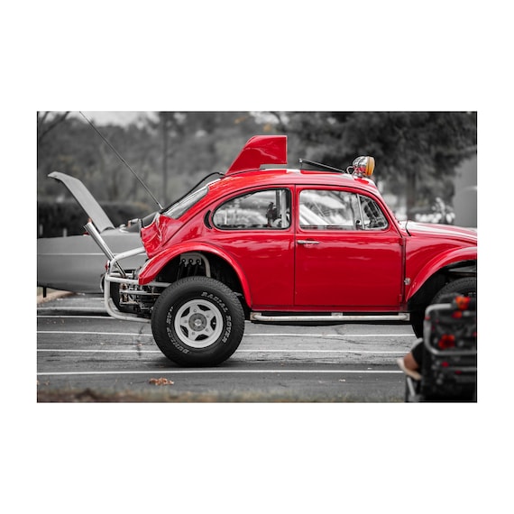 Fine Art Red VW Baja Beetle Wall Art - Vintage Off-Road Volkswagen Bug Print - Classic Car Photography for Auto Enthusiasts
