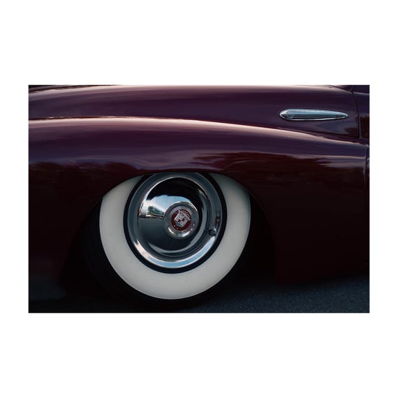 Fine Art Print - Vintage Cadillac Velvet Color Wall Art -  Whitewall Tire Close-Up -  Classic Car Poster, Retro Automotive Decor, Gift Ideas