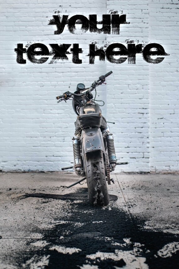 Fine Art Print - Motorcycle Tire Burnout, Personalized, White Brick Wall Art, Gift Idea - Customizable, Housewarming Gift, biker Decor