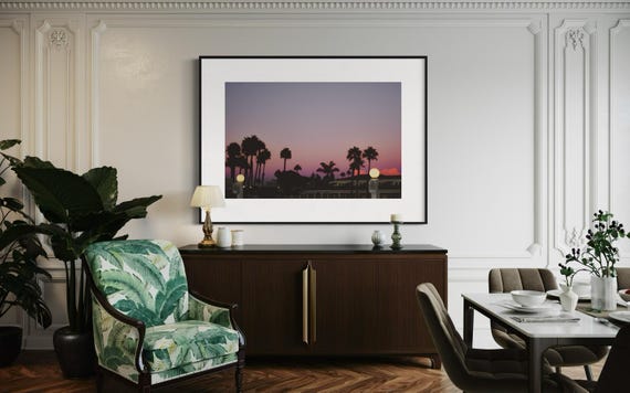 Fine Art Print - California Palm Trees Sunset Wall Art, Tropical Silhouette Print, Pink and Purple Sky Decor, Coronado, Coastal Decor