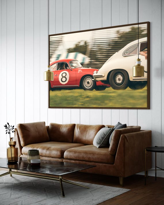 Fine Art Print - Fast Porsche 356 Vintage Racing Car Wall Art, gifts for him, unique gift for dad, 911 collector Decor ideas for garage