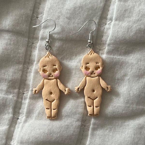 handmade kewpie baby earrings