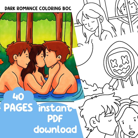 Dark Romance Coloring Book: Masked Men & Book Boyfriends (Digital Download, 40 Pages)