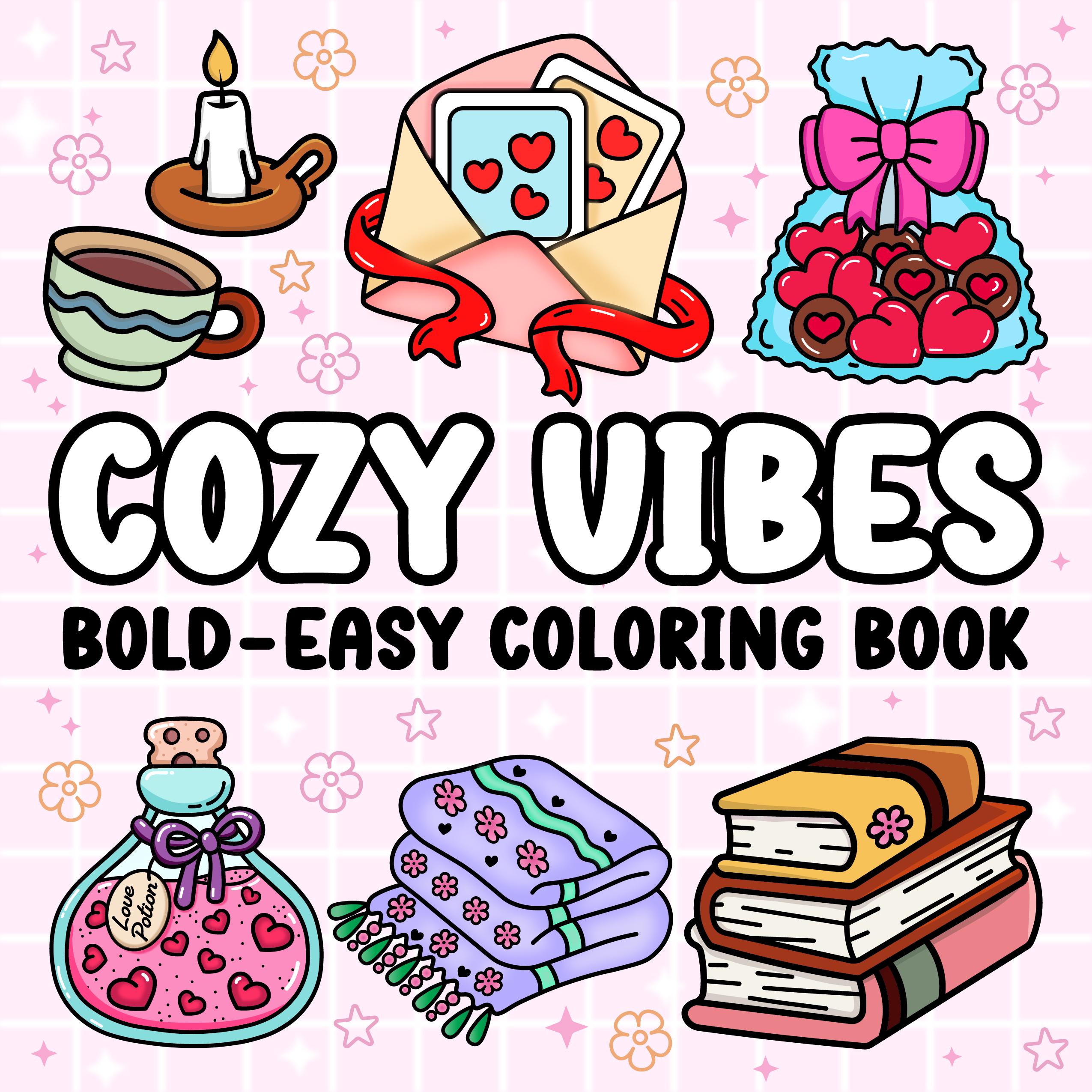 Cozy Vibes Easy and Bold Coloring Book for Adults - Etsy