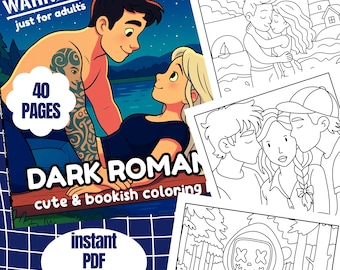 Dark Romance, cute bookish coloring book for adults, 40 pages of Masked Men, Smutty Tropes and  Book Boyfriends for BookTok Addicts