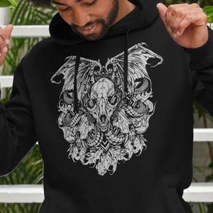 Animal Skull Mens Hoodie | Mens Horror Hoodie | Mens Occult Hoodie |