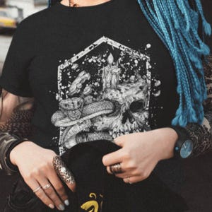 Snake And Skull Gothic Woman&#39;s T-shirts | Occult T-shirt | Horror T-shirt | Gift For Her